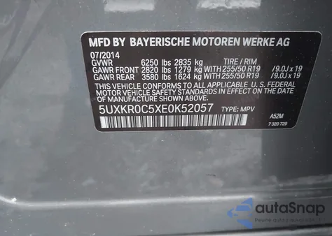 2014 BMW X5 xDrive35I z USA, uszkodzony, nr VIN 5UXKR0C5XE0K52057